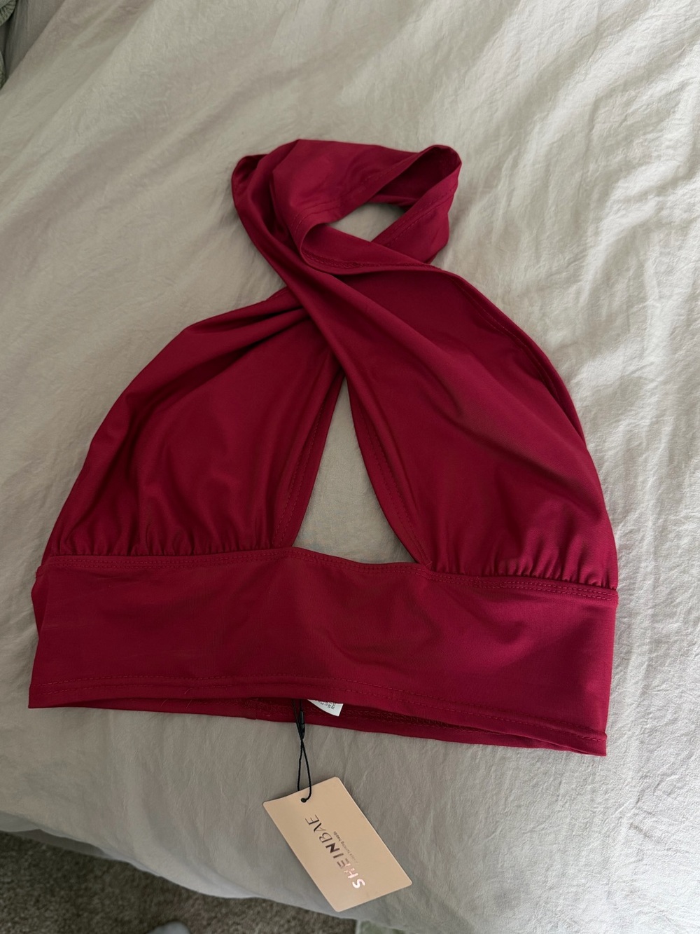 SHEIN Crimson Twist Halter Bralette
